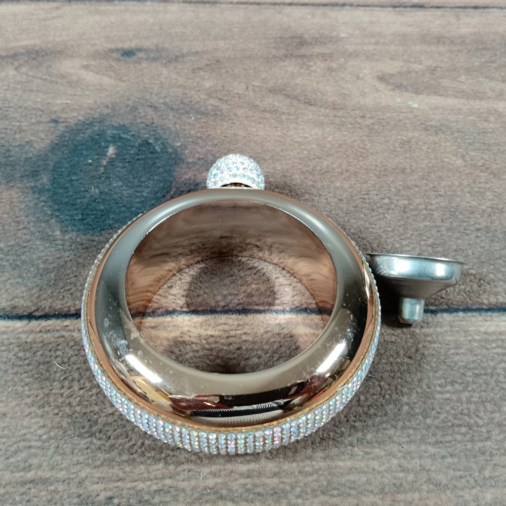 Sparkling Rhinestone Bracelet Flask Rose Gold Bangle Hidden Flask Funnel
